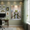 Ver imagem 1 de Quadro Decorativo Sapo no Banheiro 70x50cm Mold Preta