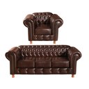 Ver imagem 1 de Conjunto de Sofá 3 Lugares e 1 Poltrona Chesterfield Luís Xv