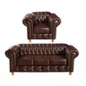 Conjunto de Sofá 3 Lugares e 1 Poltrona Chesterfield Luís Xv - 1