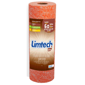 Pano Multiuso Limtech Wave - 33cm X 30m - 60 Folhas - 45g/m² - Laranja