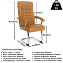 Ver imagem 3 de Cadeira de Escritório Estofada Presidente Premium Base Fixa - Caramelo