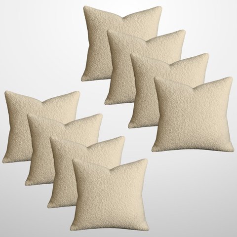 Kit 8 Capas de Almofada Bouclé 50x50 Decorativa Bege