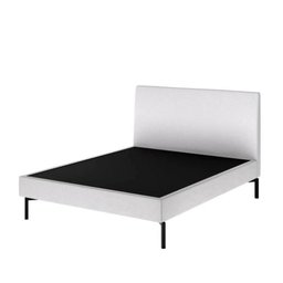 Cama de Casal Ariel Estofado Boucle Off White Base Aço Carbono Preto- Casa Maju - 1