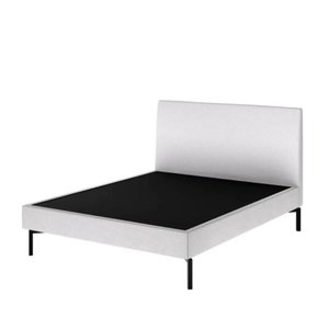 Cama de Casal Ariel Estofado Boucle Off White Base Aço Carbono Preto- Casa Maju