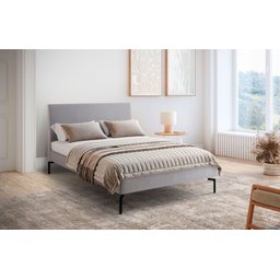 Cama de Casal Ariel Estofado Boucle Off White Base Aço Carbono Preto- Casa Maju - 4