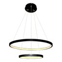 Ver imagem 1 de Lustre Pendente Moderno 2 Anéis 60cm Led 45w Arcos Preto para Mesa de Jantar e Sala de Estar