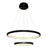 Lustre Pendente Moderno 2 Anéis 60cm Led 45w Arcos Preto para Mesa de Jantar e Sala de Estar - 1