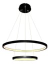 Ver imagem 1 de Lustre Pendente Moderno 2 Anéis 60cm Led 45w Arcos Preto para Mesa de Jantar e Sala de Estar