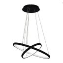 Ver imagem 3 de Lustre Pendente Moderno 2 Anéis 60cm Led 45w Arcos Preto para Mesa de Jantar e Sala de Estar
