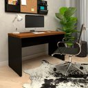 Ver imagem 3 de Mesa para Escritório Retangular Savoia Moderno sem Gavetas 120cm Nogal-Preto