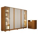 Ver imagem 1 de Guarda Roupa Casal Prime 6 Portas com Led Off White com Cômoda Diamante 4 Gavetas 1 Porta Cinamomo –