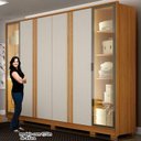 Ver imagem 2 de Guarda Roupa Casal Prime 6 Portas com Led Off White com Cômoda Diamante 4 Gavetas 1 Porta Cinamomo –