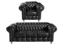 Ver imagem 1 de Conjunto de Sofá 3 Lugares e 1 Poltrona Chesterfield Luís Xv Preto