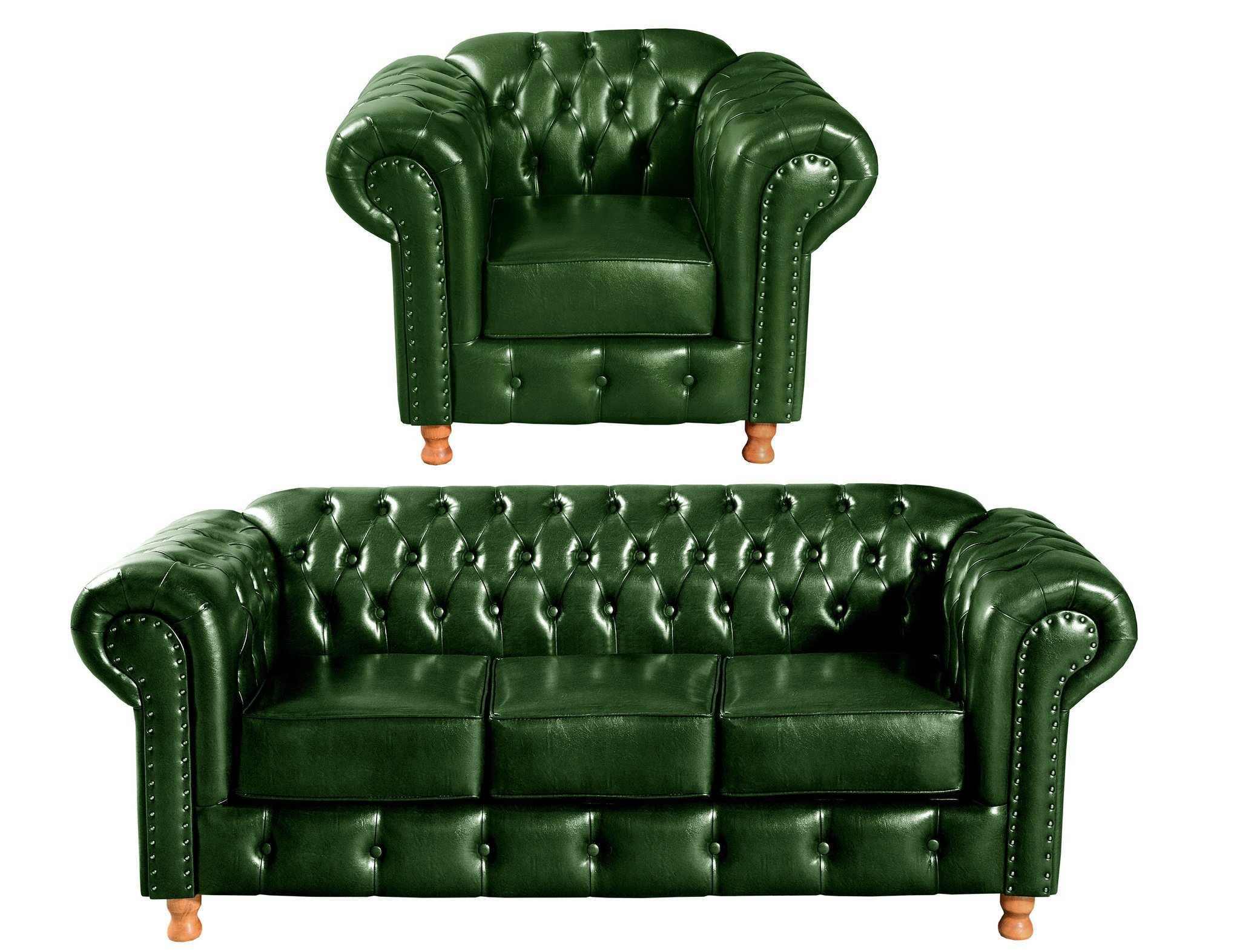 Conjunto de Sofá 3 Lugares e 1 Poltrona Chesterfield Luís Xv - 1