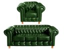 Ver imagem 1 de Conjunto de Sofá 3 Lugares e 1 Poltrona Chesterfield Luís Xv Verde