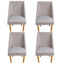 Ver imagem 1 de Kit 04 Cadeiras Para Sala de Jantar Ana Pés Palito Linho Bege - D'Classe Decor