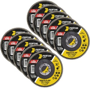 Disco Lixa Flap 115mm Grão 100 Madeira Aço Desbaste | 10 Un