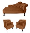 Ver imagem 1 de Sofá Divã + 2 Poltronas Capitonê para Consultório e Clínica Psicanálise - Veludo - Sv Decor:terracot