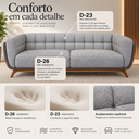 Ver imagem 6 de Sofá 3 Lugares 240cm Compose Boucle Cinnza com Corino Cinza Pés em Madeira Linha Premium Compose Pre