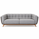 Ver mais imagens de Sofá 3 Lugares 240cm Compose Boucle Cinnza com Corino Cinza Pés em Madeira Linha Premium Compose Pre