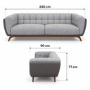 Ver imagem 7 de Sofá 3 Lugares 240cm Compose Boucle Cinnza com Corino Cinza Pés em Madeira Linha Premium Compose Pre