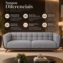 Ver imagem 3 de Sofá 3 Lugares 240cm Compose Boucle Cinnza com Corino Cinza Pés em Madeira Linha Premium Compose Pre