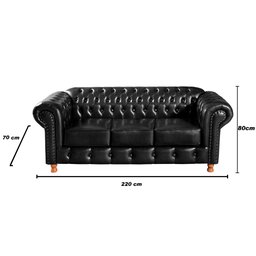 Conjunto de Sofá 3 Lugares e 2 Lugares Chesterfield Luís Xv - 3