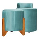 Ver imagem 1 de Kit Puff Decorativo Athenas mais Puff Jade Veludo Azul Turquesa