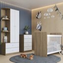 Ver imagem 1 de Quarto de Bebê Completo Guarda-Roupa 02 Portas Berço e Cômoda Labirinto Rústico/Branco