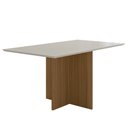 Ver imagem 1 de Mesa de Jantar Retangular 6 Lugares 160cm Tampo Chanfrado sem Vidro Helô Carvalho/off White - Polima