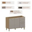 Ver imagem 2 de Balcão de Pia 100% MDF 120 cm 3 Portas 2 Gavetas Dulce Freijó/Cinnamon
