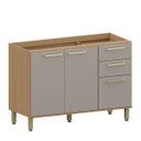 Ver imagem 1 de Balcão de Pia 100% MDF 120 cm 3 Portas 2 Gavetas Dulce Freijó/Cinnamon