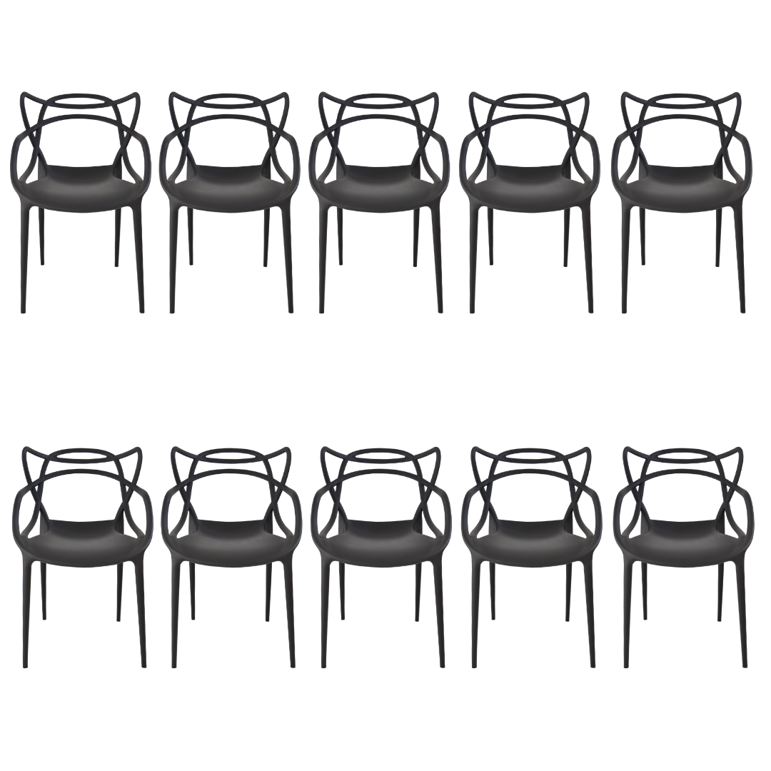 Cadeira Allegra Preta Top Chairs - kit com 10