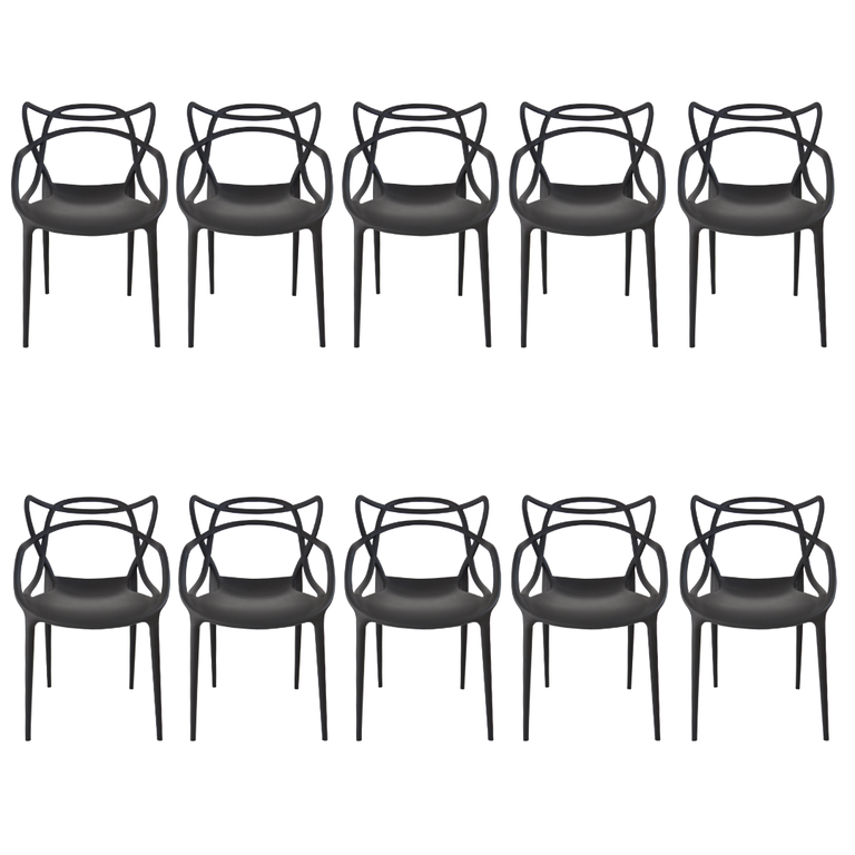 Cadeira Allegra Preta Top Chairs - kit com 10
