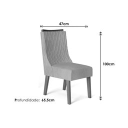 Conjunto: Mesa Sala Jantar Zafira Tampo Madeirado C/ Vidro Curvo 200x100cm e 8 Cadeiras Jade Cedro/ - 2