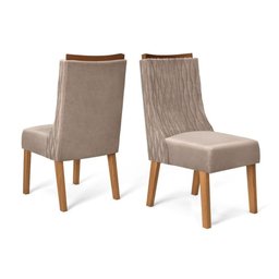 Conjunto: Mesa Sala Jantar Zafira Tampo Madeirado C/ Vidro Curvo 200x100cm e 8 Cadeiras Jade Cedro/ - 4