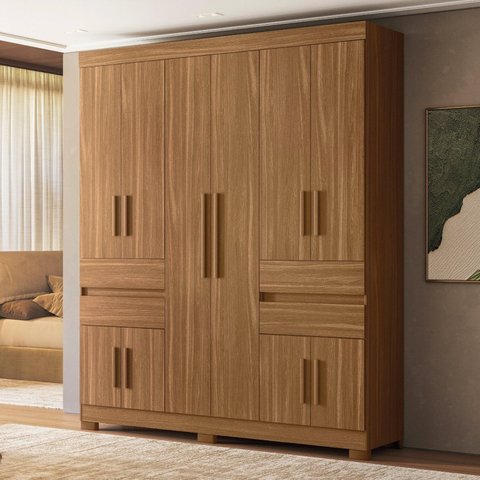Guarda-Roupa 10 Portas 4 Gavetas Vizanno Marrom/Amendola Touch