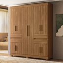 Ver imagem 1 de Guarda-Roupa 10 Portas 4 Gavetas Vizanno Marrom/Amendola Touch