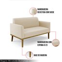 Ver imagem 3 de Poltrona Namoradeira Decorativa Isabella Pés Fixo em Madeira Castanho Suede Bege G19 - Gran Belo