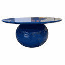 Ver imagem 2 de Mesa de Centro Redonda Esfera 60cm Tampo Azul + Vidro Base Azul Personal Art Design