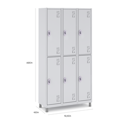 Armário Roupeiro Aço 6 Portas Grandes - Locker Guarda Volume - Cinza - 2