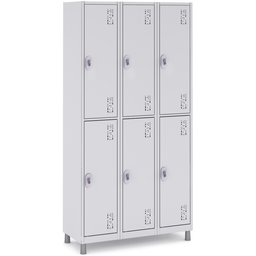 Armário Roupeiro Aço 6 Portas Grandes - Locker Guarda Volume - Cinza - 1