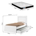 Ver imagem 4 de Cama Solteiro Bibox Luara com Auxiliar com Colchões D20 para Quarto Infantil e Juvenil - Branco