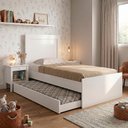 Ver imagem 1 de Cama Solteiro Bibox Luara com Auxiliar com Colchões D20 para Quarto Infantil e Juvenil - Branco