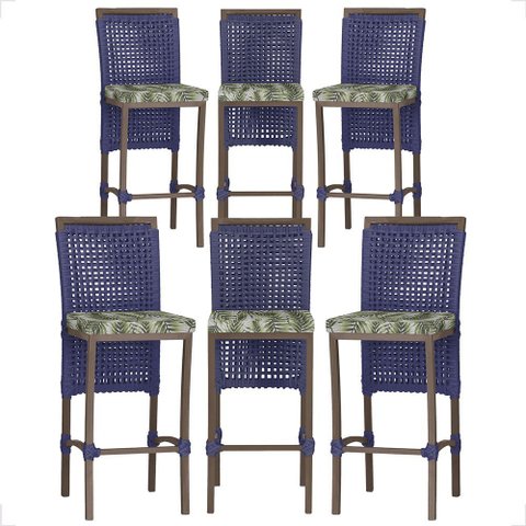 6 Banqueta em Alumínio Roma Fendi Corda Náutica Tecido 5