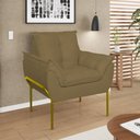 Ver imagem 6 de Kit 2 Poltronas + Namoradeira Pé Metal Dourado Recepção Sala Capuccino