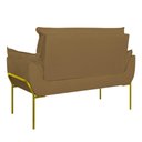 Ver imagem 4 de Kit 2 Poltronas + Namoradeira Pé Metal Dourado Recepção Sala Capuccino