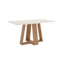 Ver imagem 4 de Conjunto Sala Jantar Mesa Lins 160cm Canto Arredondado com Vidro + 6 Cadeiras Bella Off White/Nature