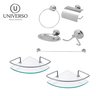 Kit Acessórios Banheiro Inox Lavabo + 2 Porta Shampoo Canto - 8