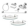 Kit Acessórios Banheiro Inox Lavabo + 2 Porta Shampoo Canto - 1